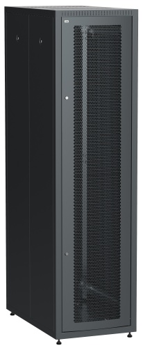 ITK Шкаф сетевой напольный LINEA E 47U 600х1000мм перфорированная передняя дверь задняя металлическая черный | код LE05-47U61-PM | IEK